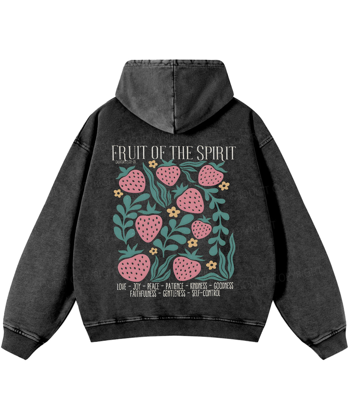 Fruit Of The Spirit Double Sided Washed Christian Hoodie