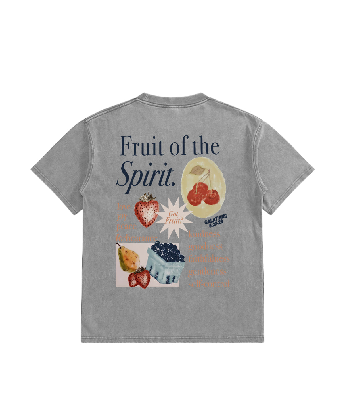 Kids Fruit Of The Spirit Double Sided Washed Christian T-shirt