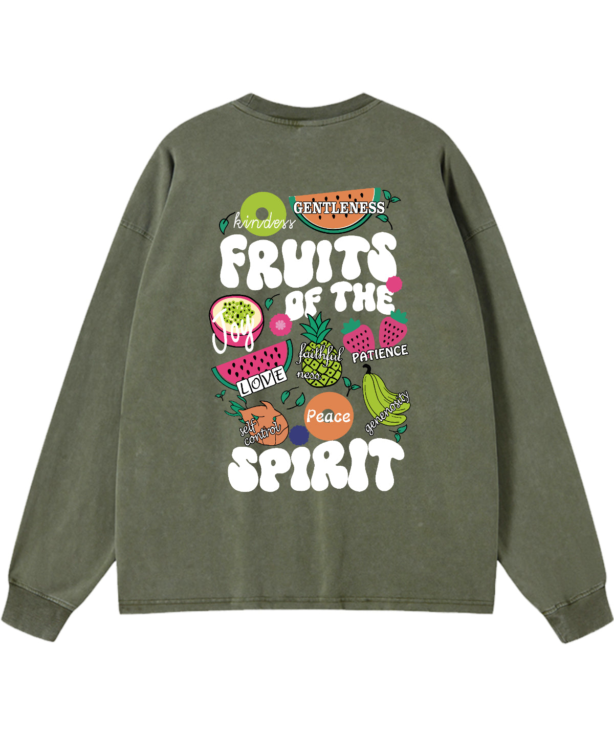 Fruit of the Spirit Washed Christian Long-sleeve T-shirt