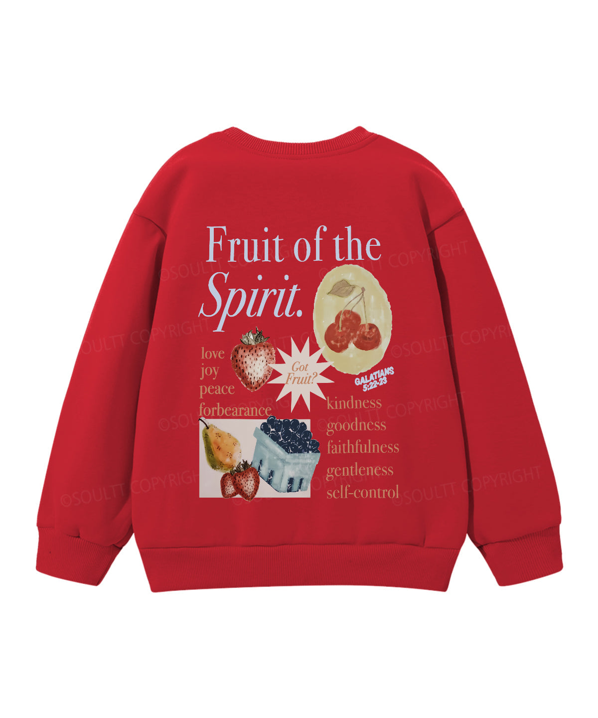 Kids Fruit Of The Spirit Double Sided Christian Sweatshirt