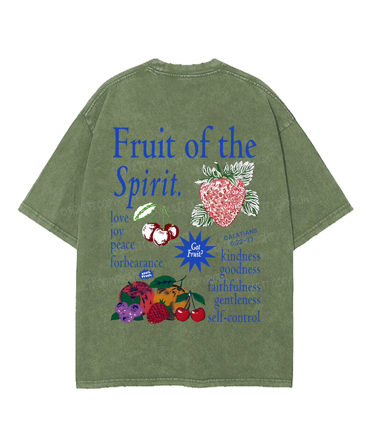 Fruit Of The Spirit Double Sided Unisex Washed Christian T-shirt