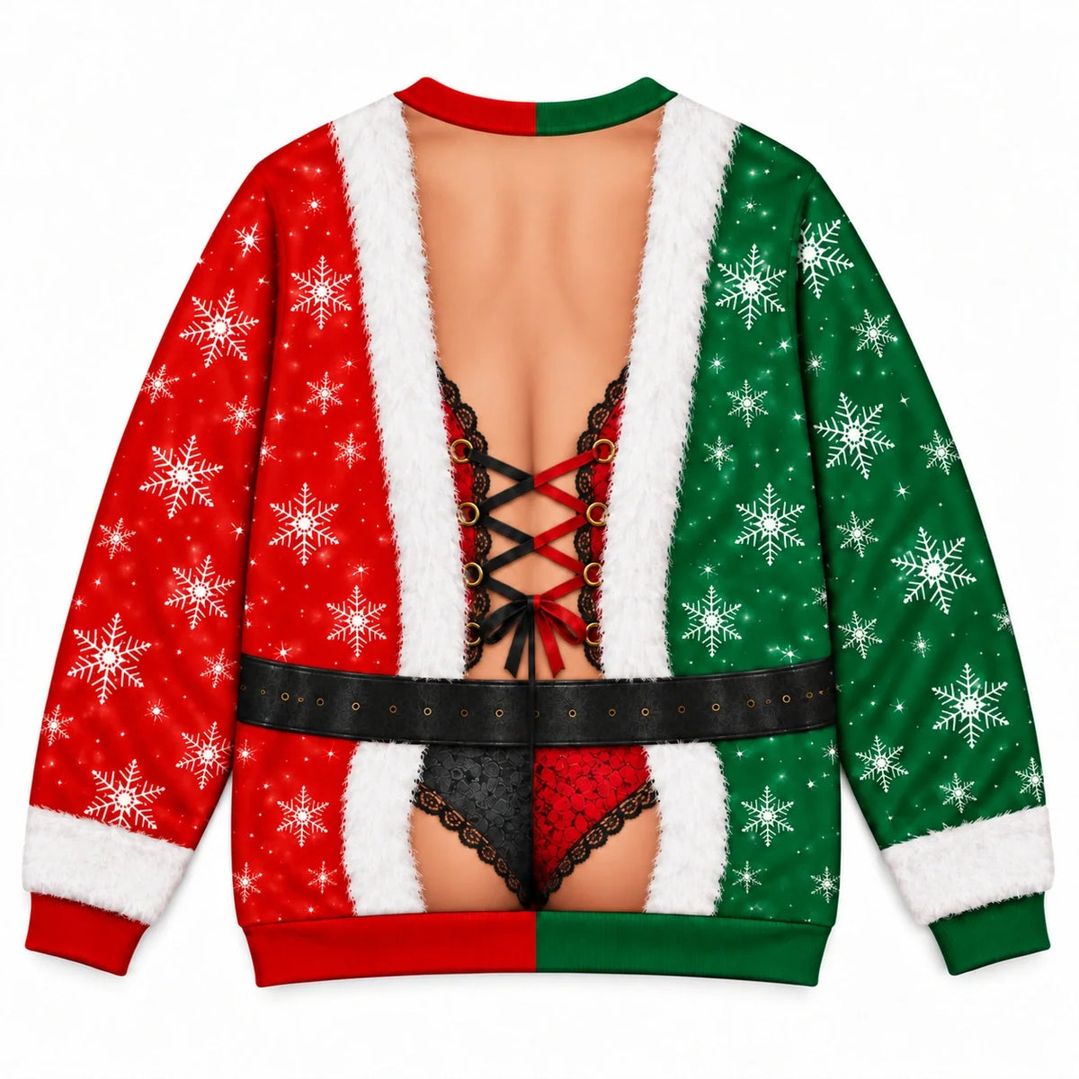 Women’s Funny Christmas Santa Nice Naughty Ugly Sweater – Festive Snowflake Holiday Pullover