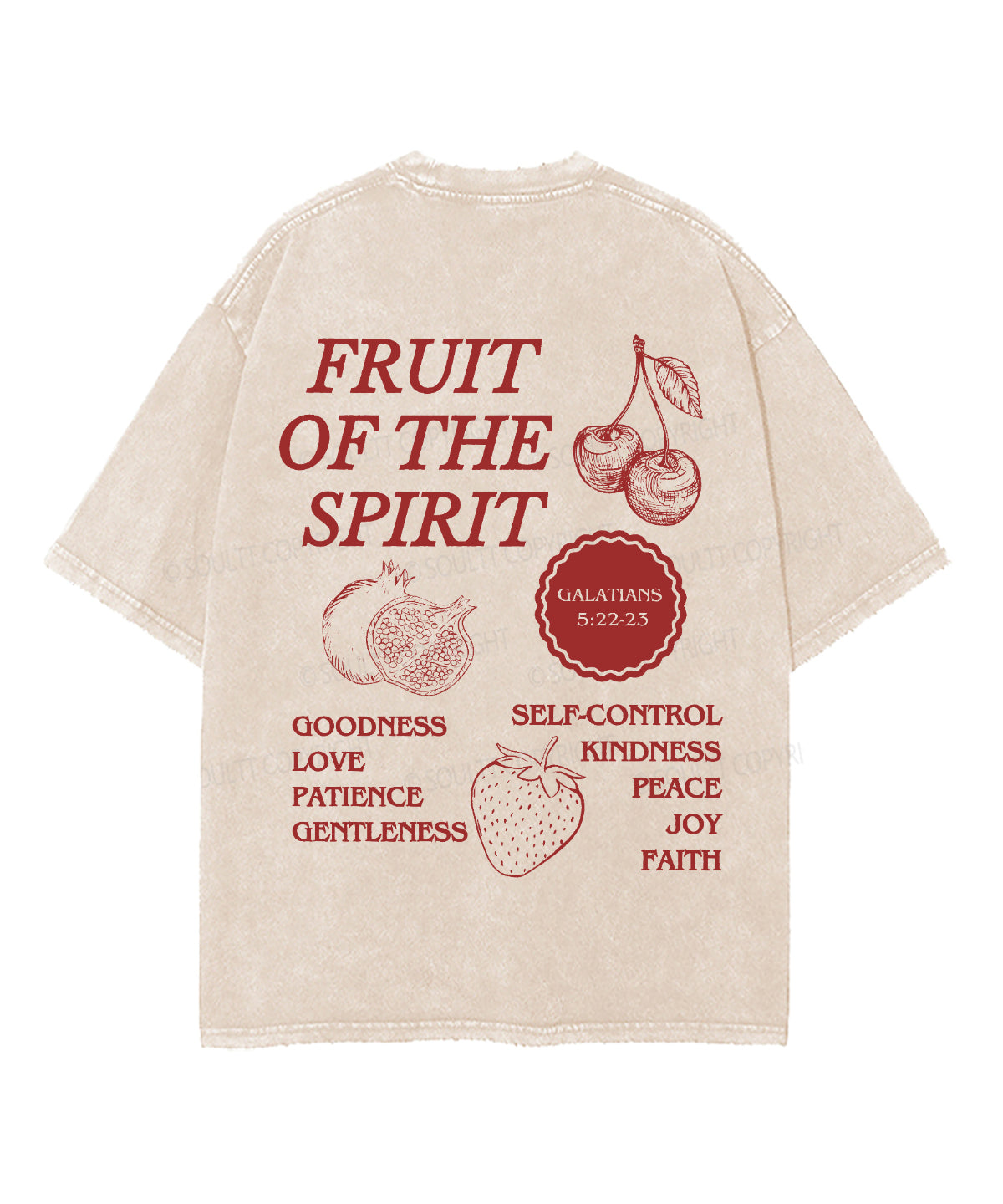 Fruit Of The Spirit Double Sided Unisex Washed Christian T-shirt