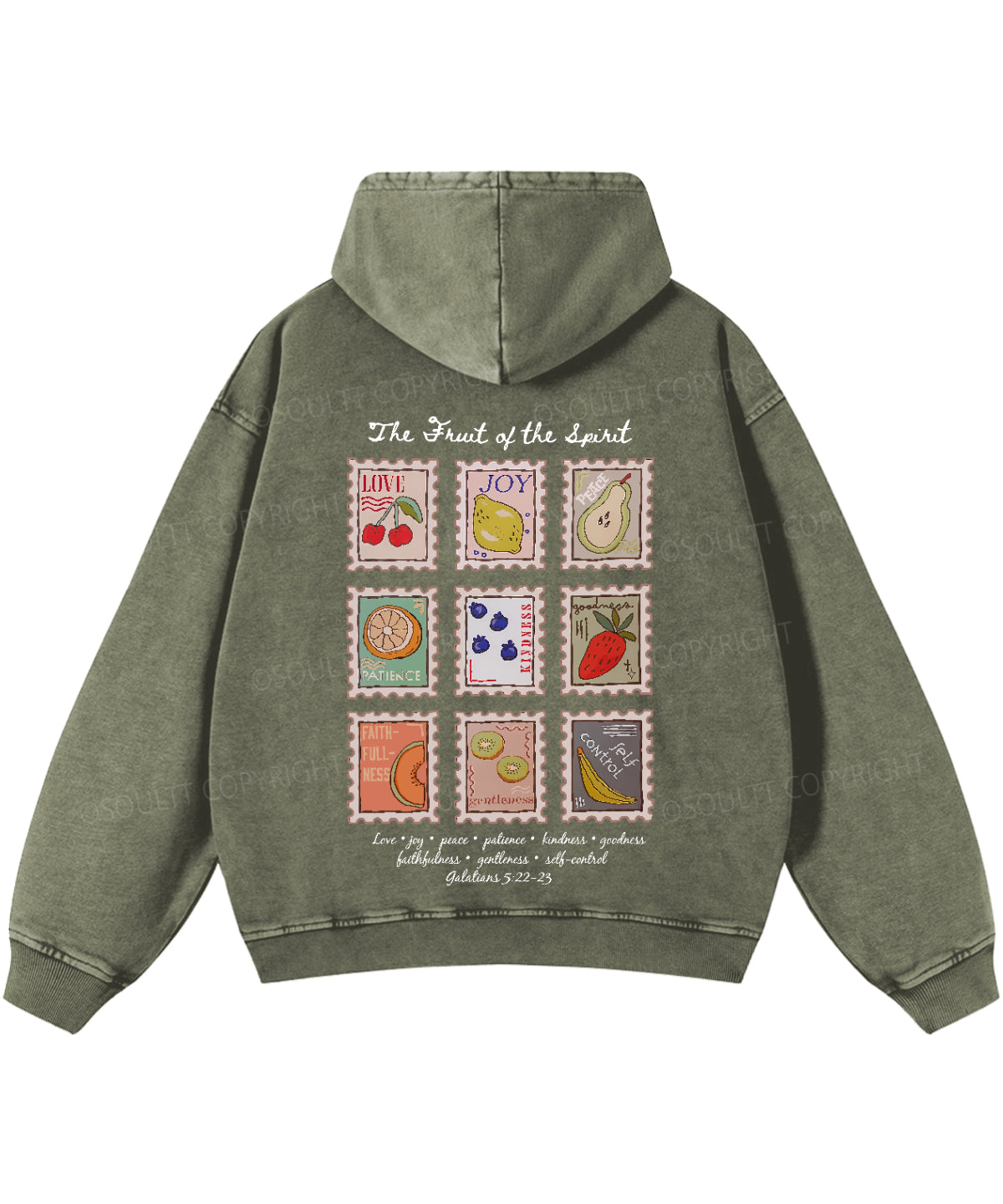Fruit Of The Spirit Double Sided Washed Christian Hoodie