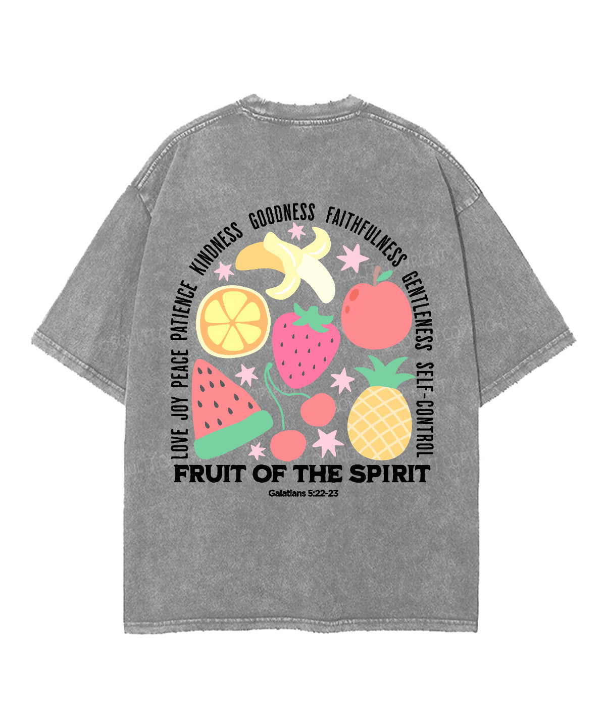 Fruit Of The Spirit Double Sided Unisex Washed Christian T-shirt