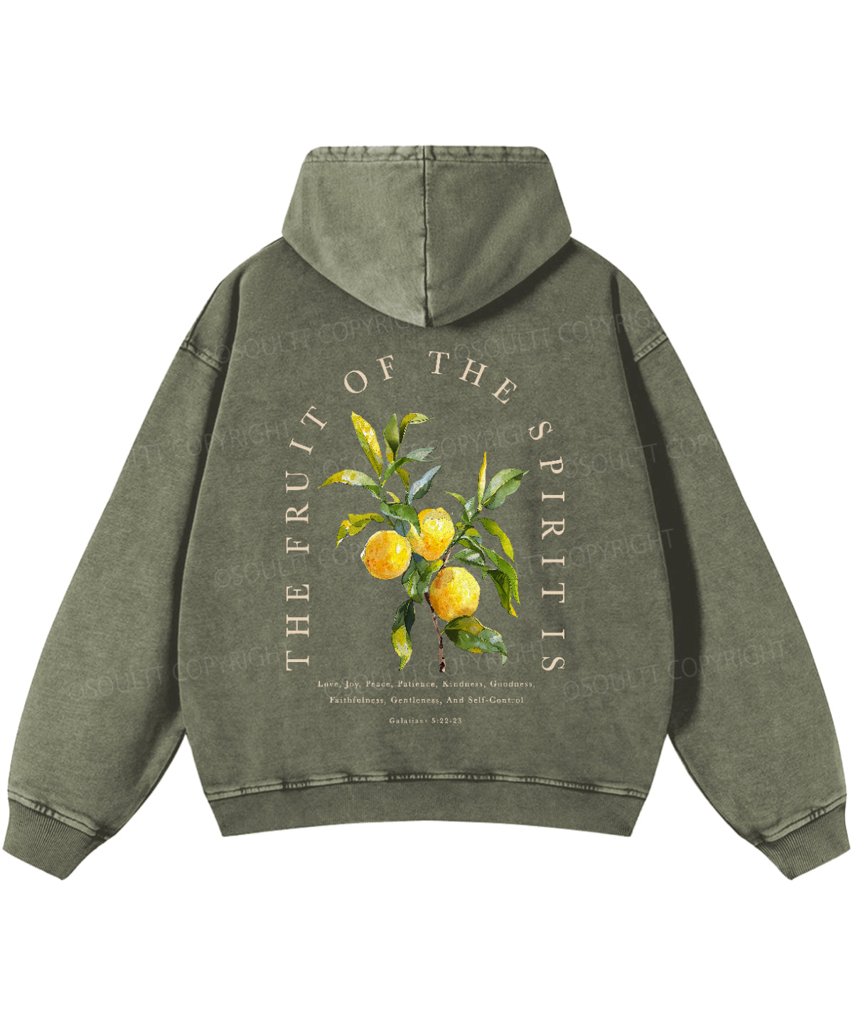 The Fruit Of The Spirit Double Sided Washed Christian Hoodie