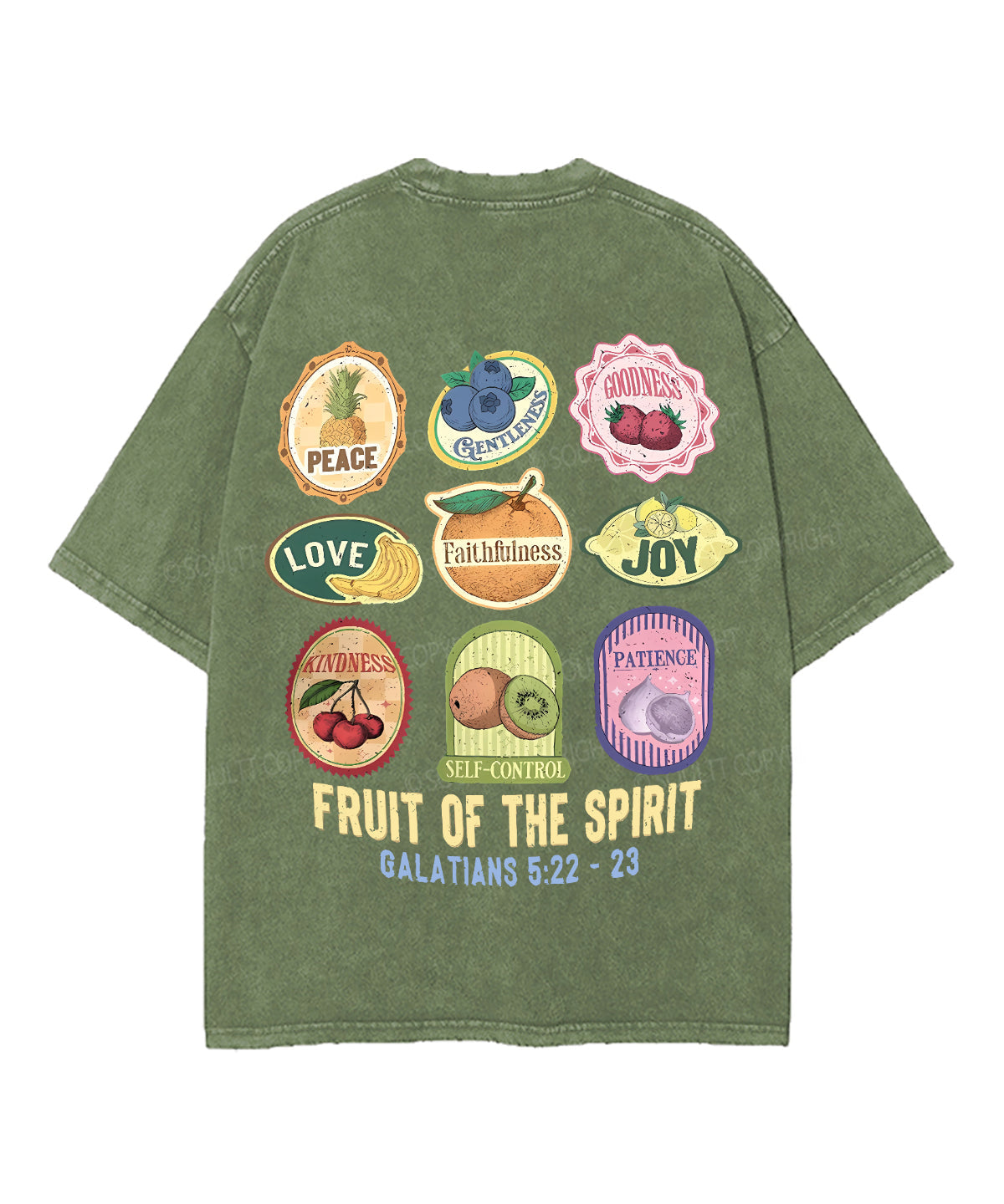 Fruit Of The Spirit Double Sided Unisex Washed Christian T-shirt