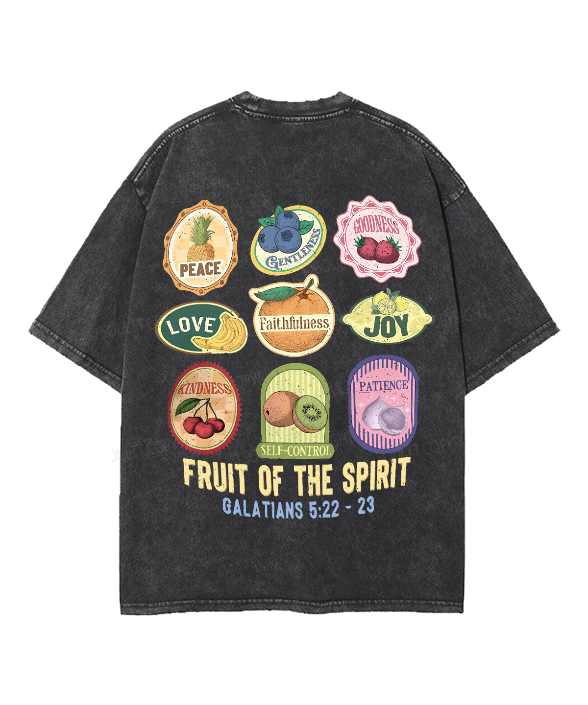 Fruit Of The Spirit Double Sided Unisex Washed Christian T-shirt