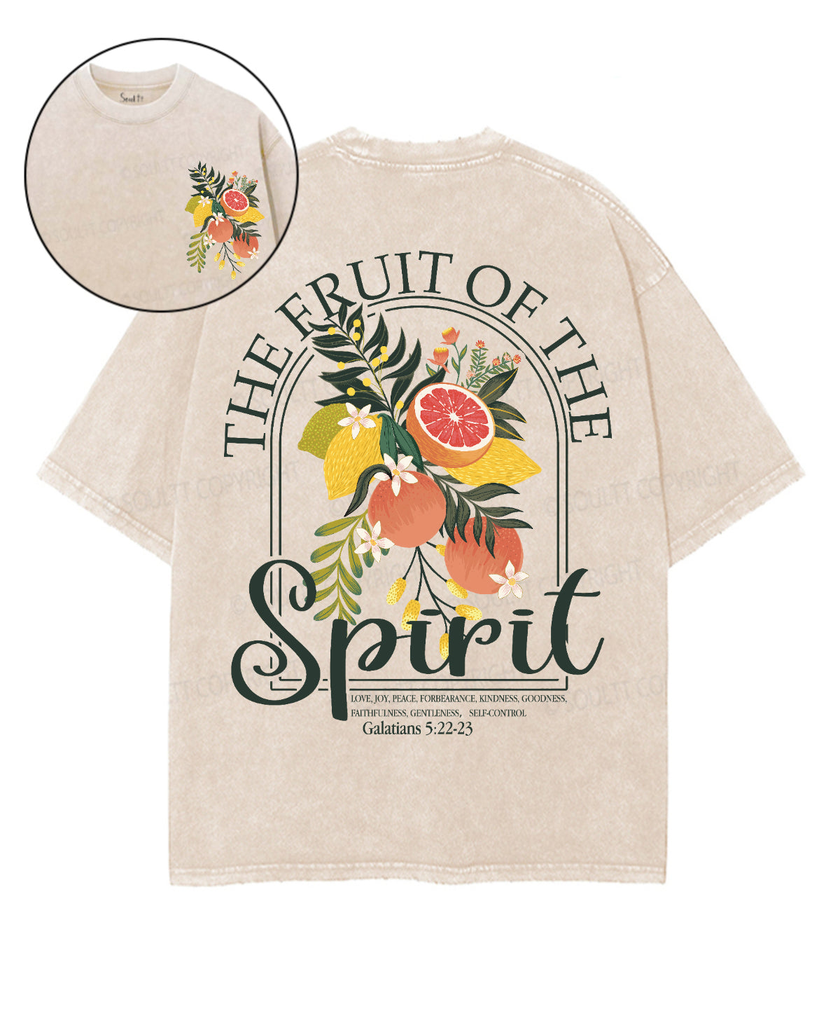 The Fruit Of The Spirit Double Sided Unisex Washed Christian T-shirt