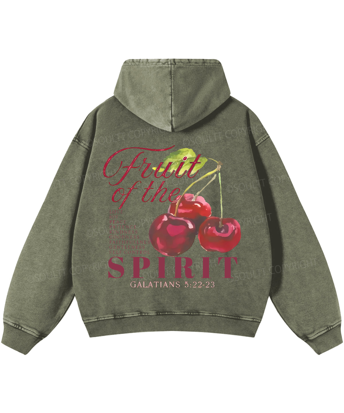 Fruit Of The Spirit Double Sided Washed Christian Hoodie