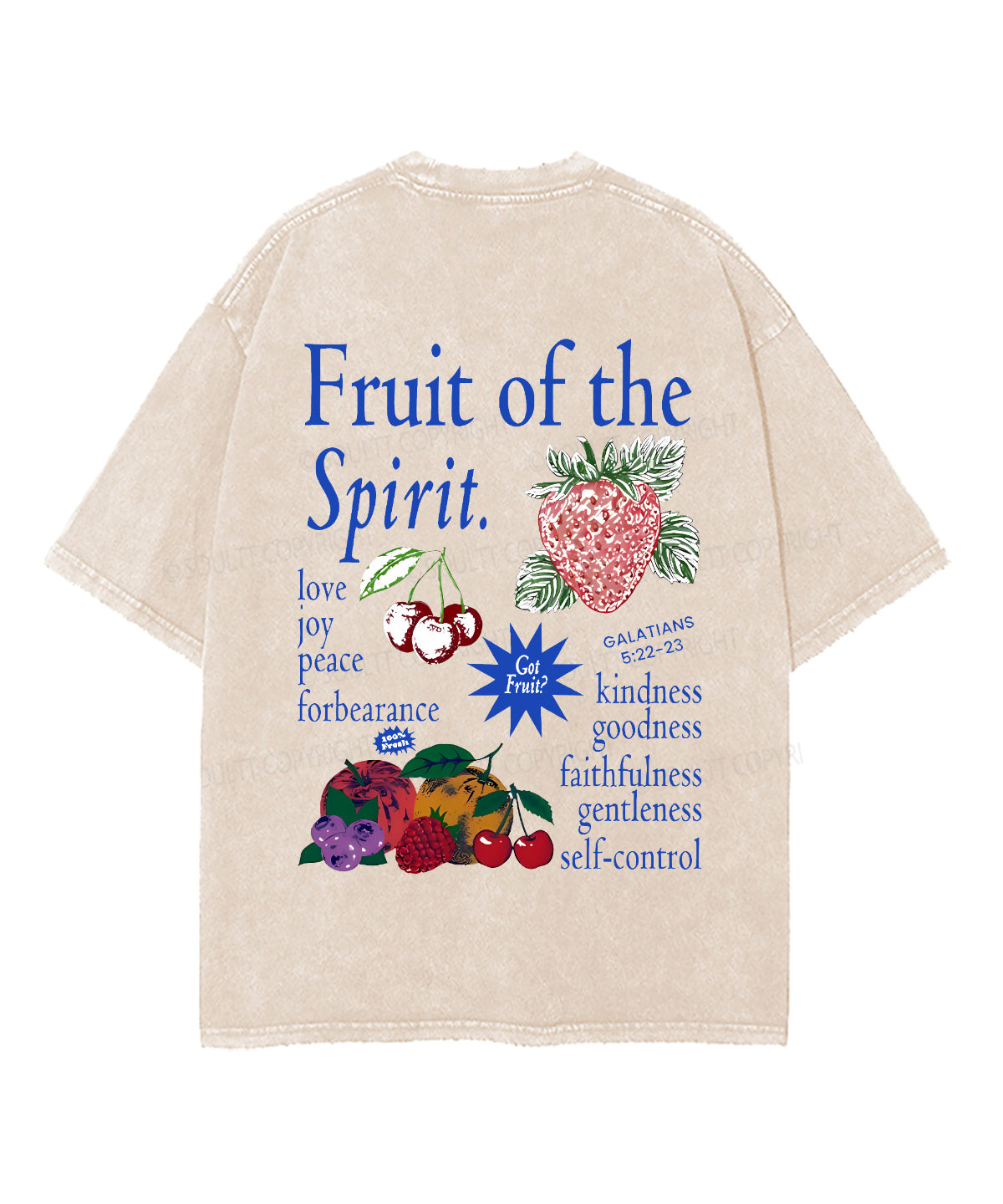 Fruit Of The Spirit Double Sided Unisex Washed Christian T-shirt