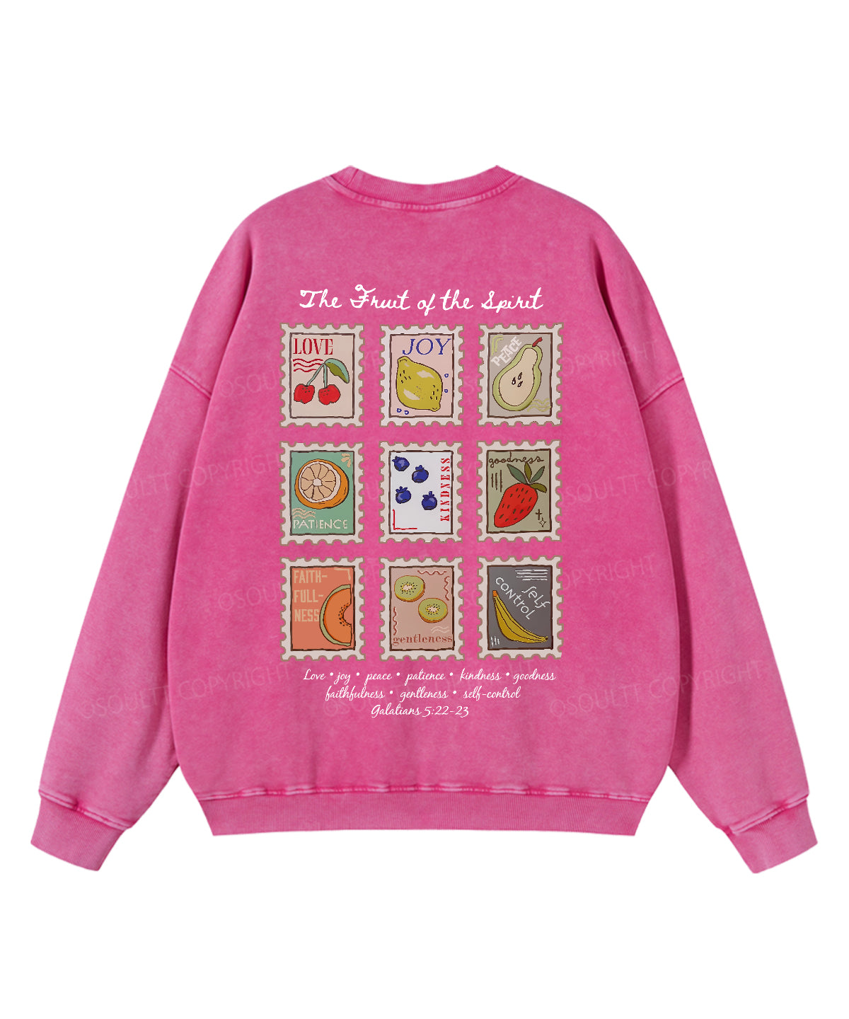 Fruit Of The Spirit Double Sided Washed Christian Sweatshirt