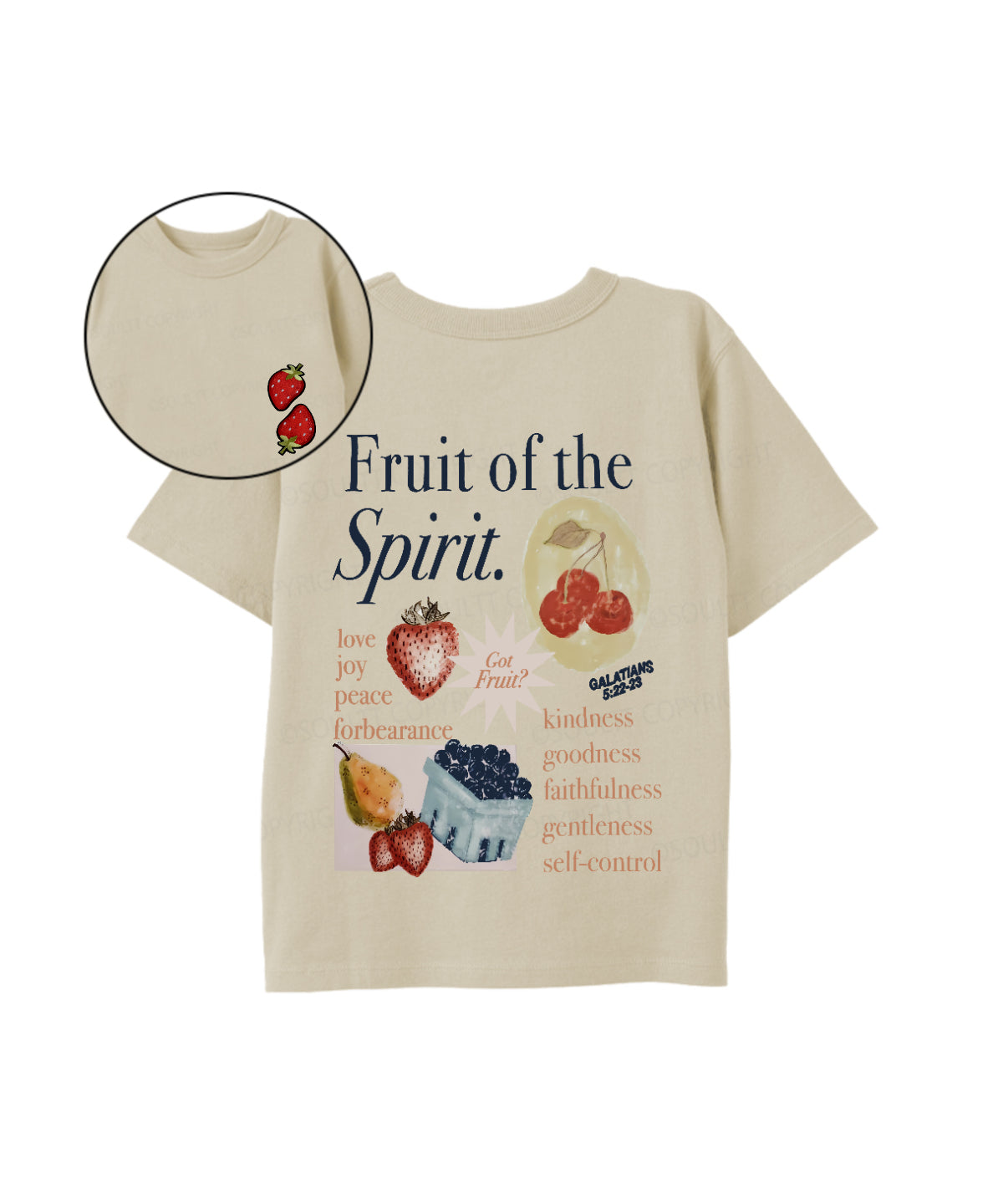 Kids Fruit Of The Spirit Double Sided Cotton Christian T-shirt