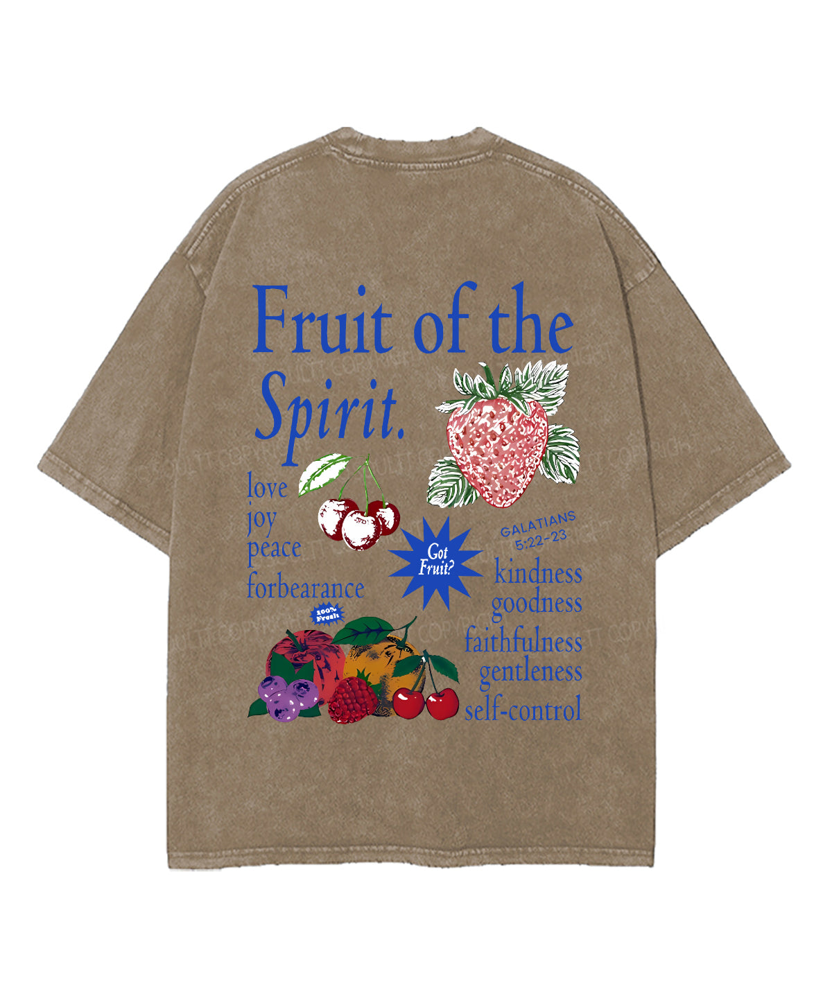 Fruit Of The Spirit Double Sided Unisex Washed Christian T-shirt