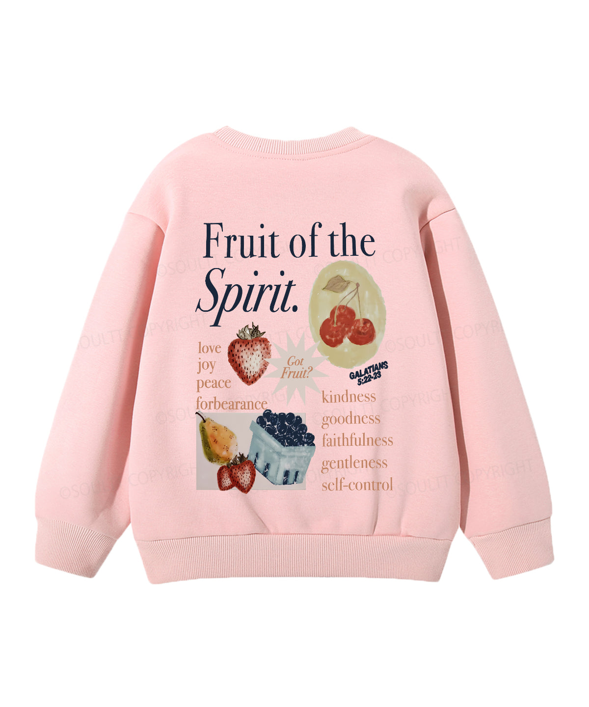 Kids Fruit Of The Spirit Double Sided Christian Sweatshirt