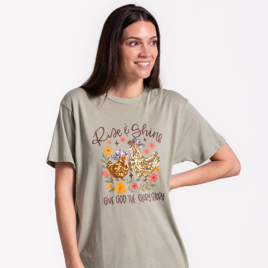 Embellished Rise and Shine Sequin Tee
