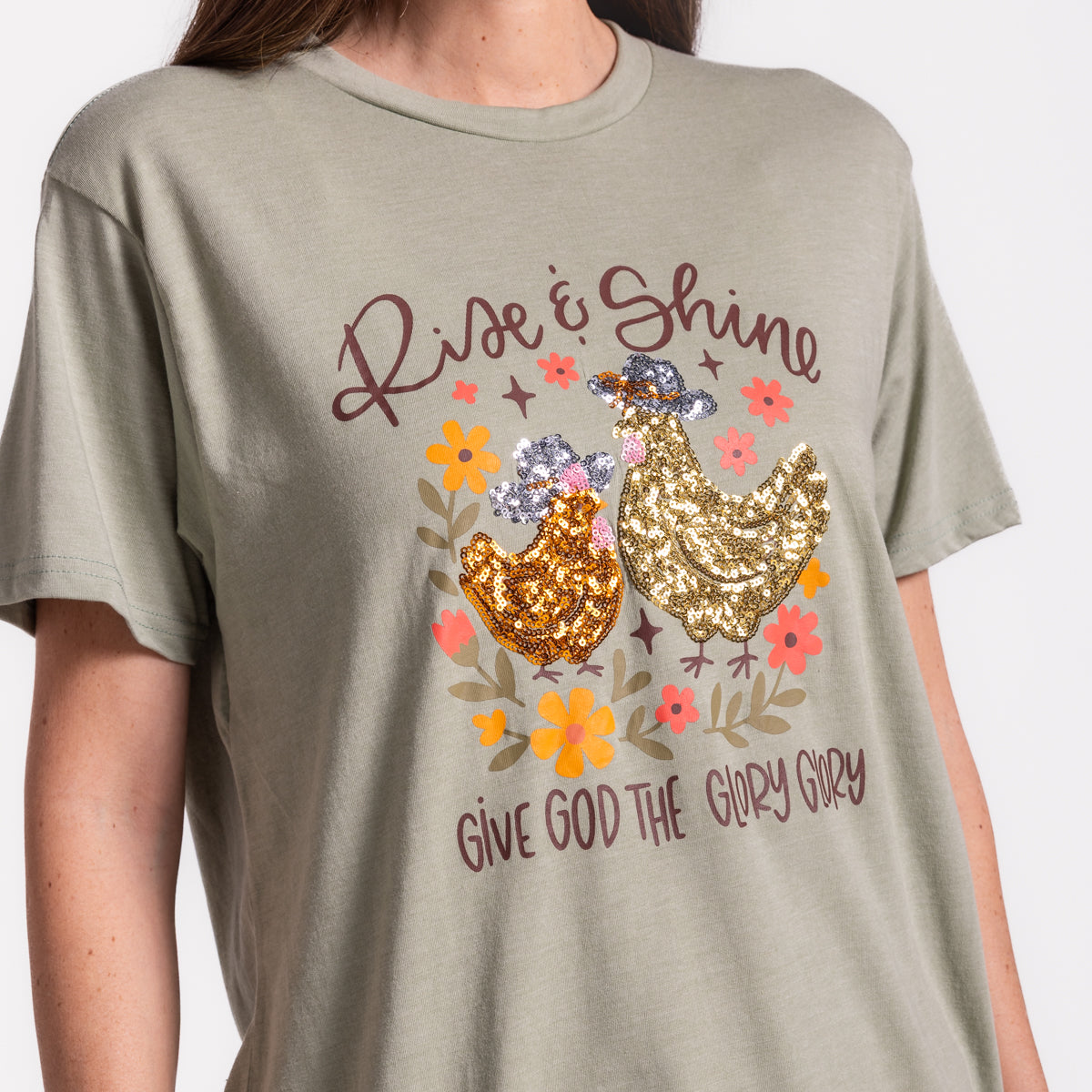 Embellished Rise and Shine Sequin Tee