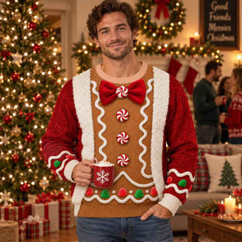 Funny Gingerbread Ugly Christmas Sweatshirt – Unisex 3D Holiday Pullover, Festive Gag Gift