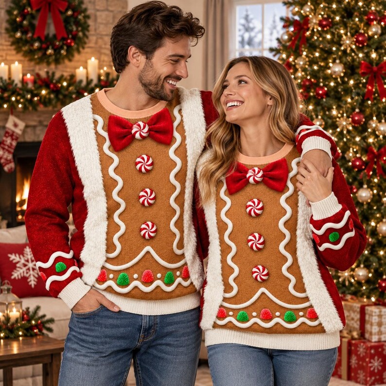 Funny Gingerbread Ugly Christmas Sweatshirt – Unisex 3D Holiday Pullover, Festive Gag Gift