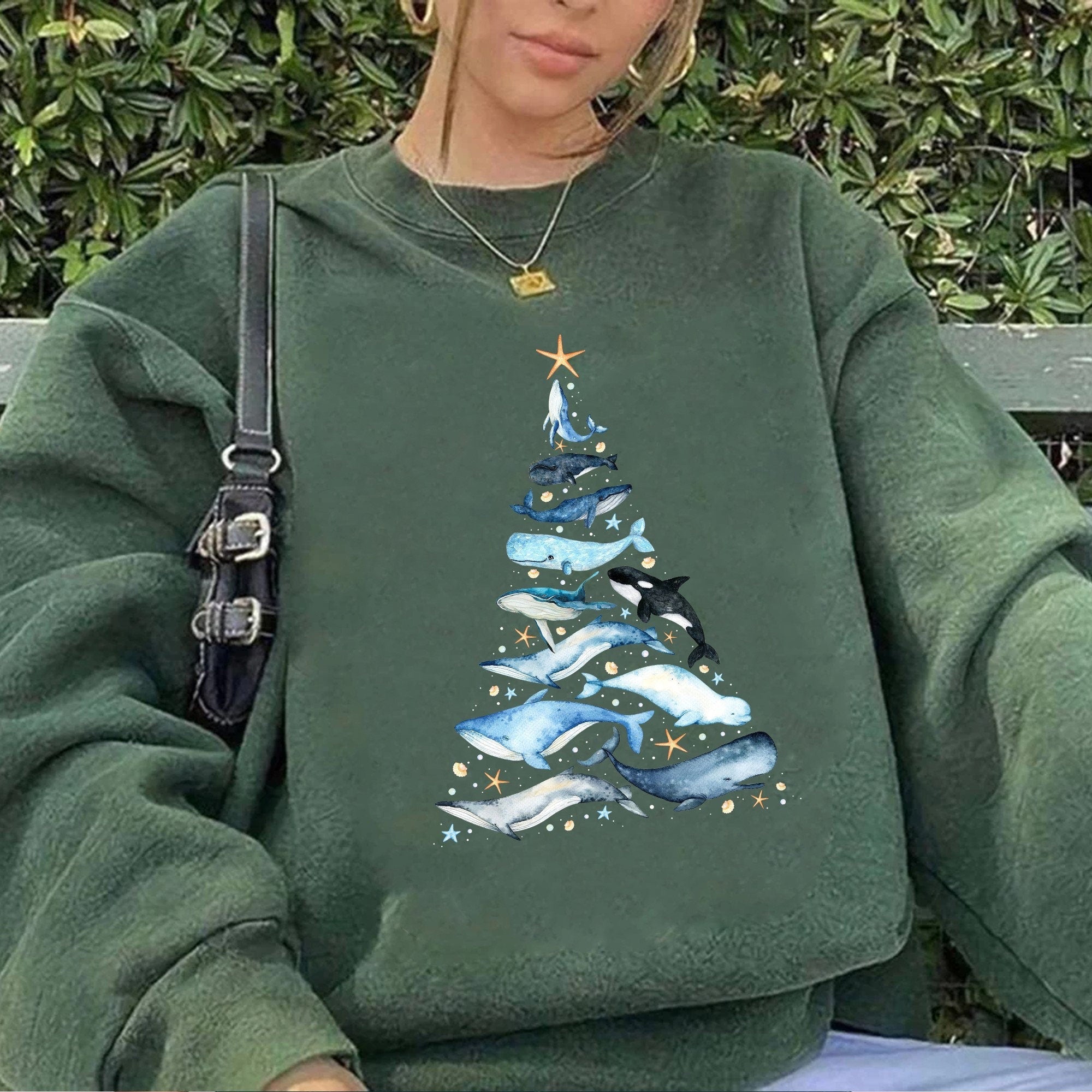 Whale Christmas Tree Sweater