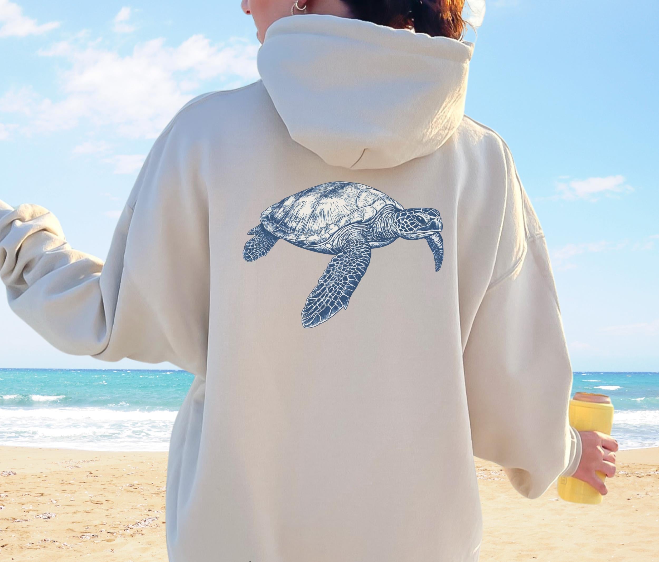 Sea Turtle Back Print Hoodie