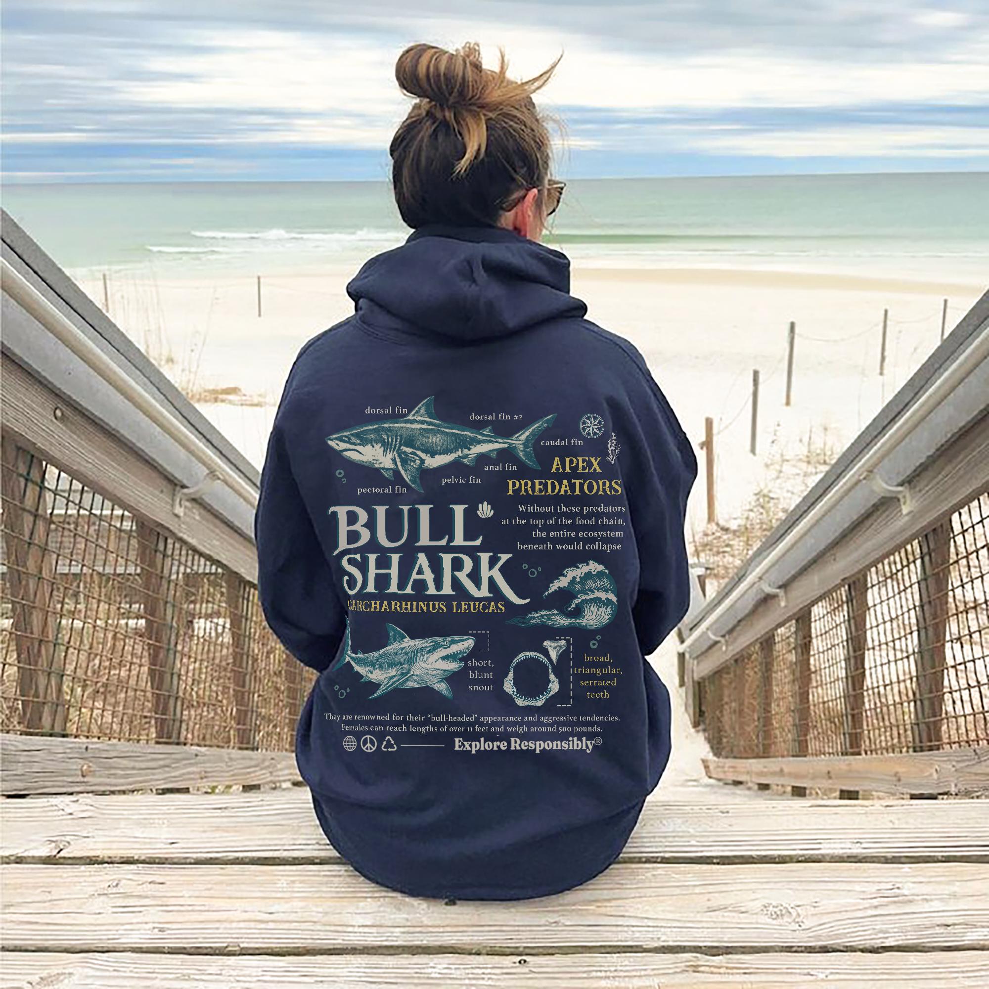 Vintage Look Bull Shark Anatomy Hoodie