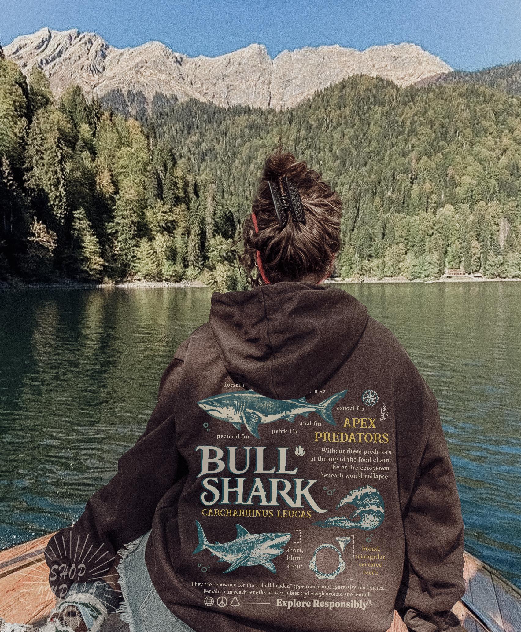 Vintage Look Bull Shark Anatomy Hoodie