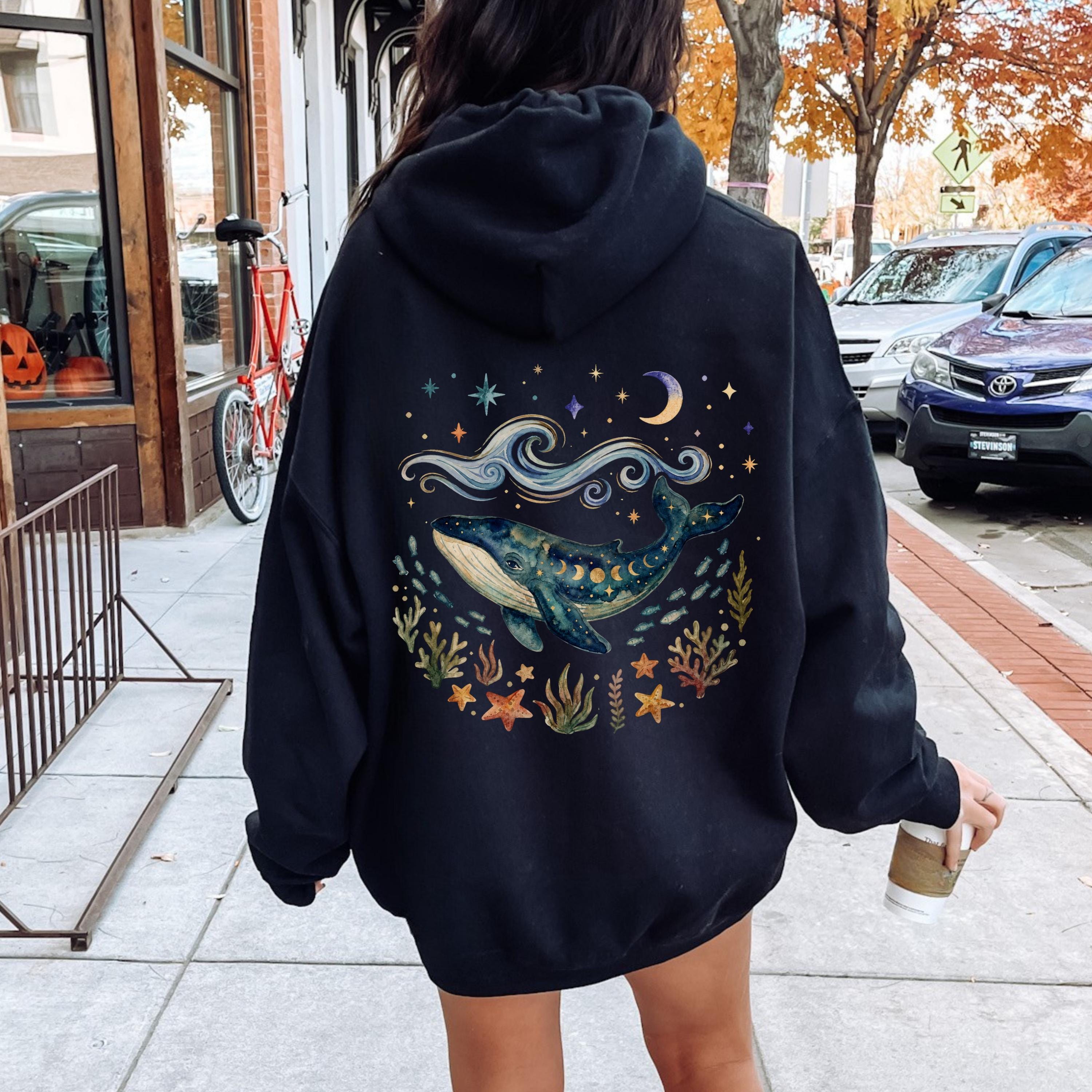 Blue Whale Celestial Waves Hoodie