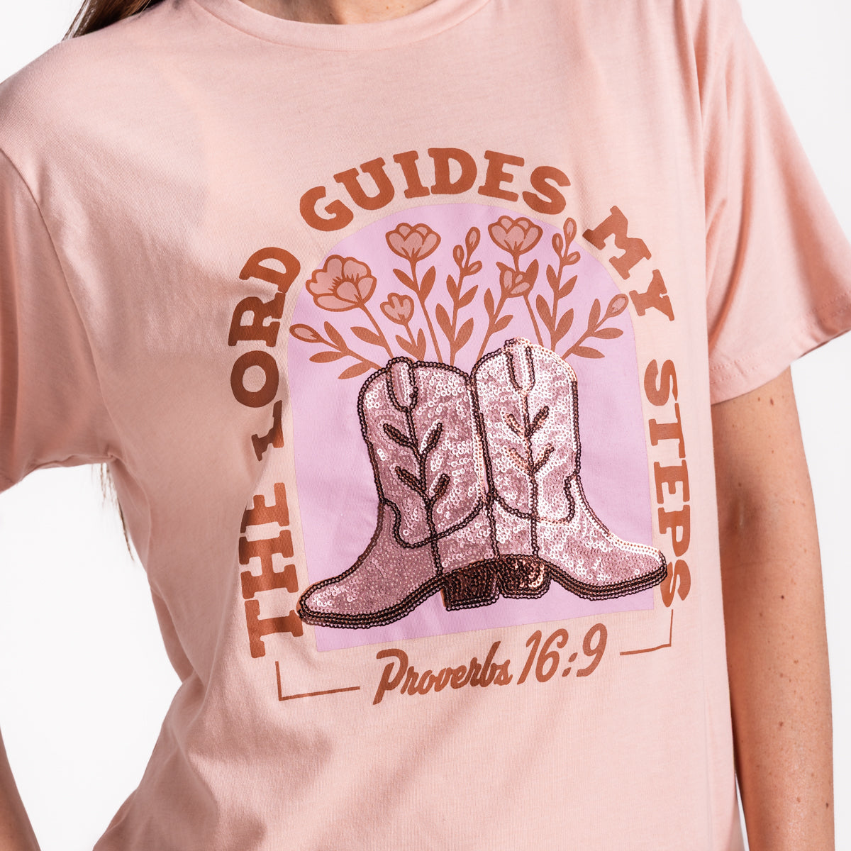 Embellished The Lord Guides My Steps Sequin Tee